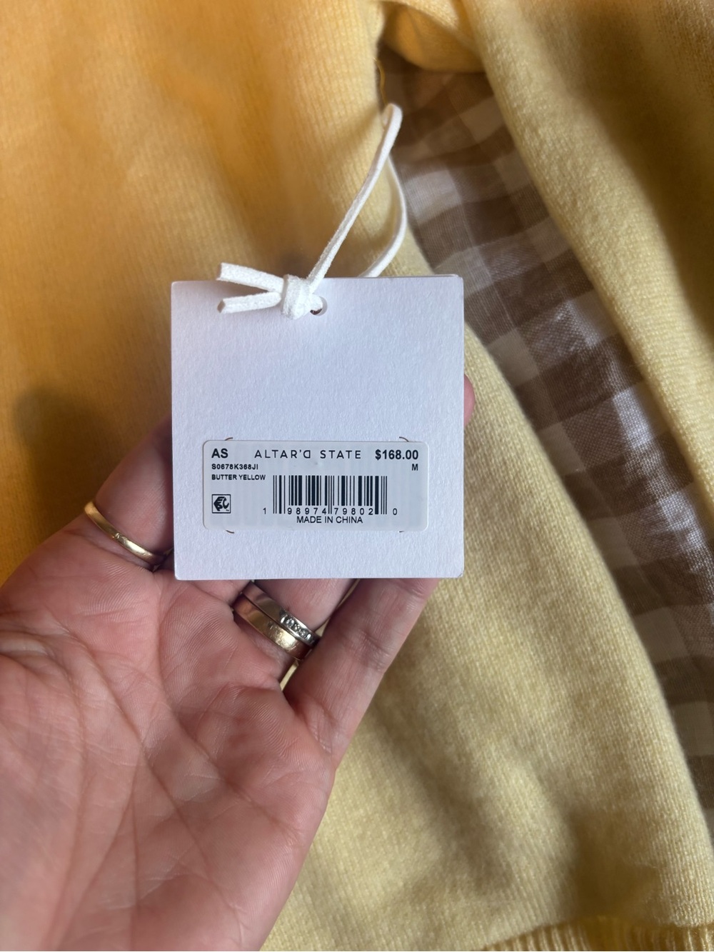 Altar’d State Butter Yellow Women's Cashmere Cardigan Sweater - Picture 3 of 4